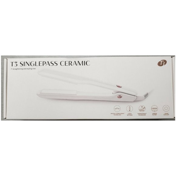 NEW T3 SinglePass Ceramic 1 inch Straightening & Styling Iron (White) 77570 - Picture 2 of 8